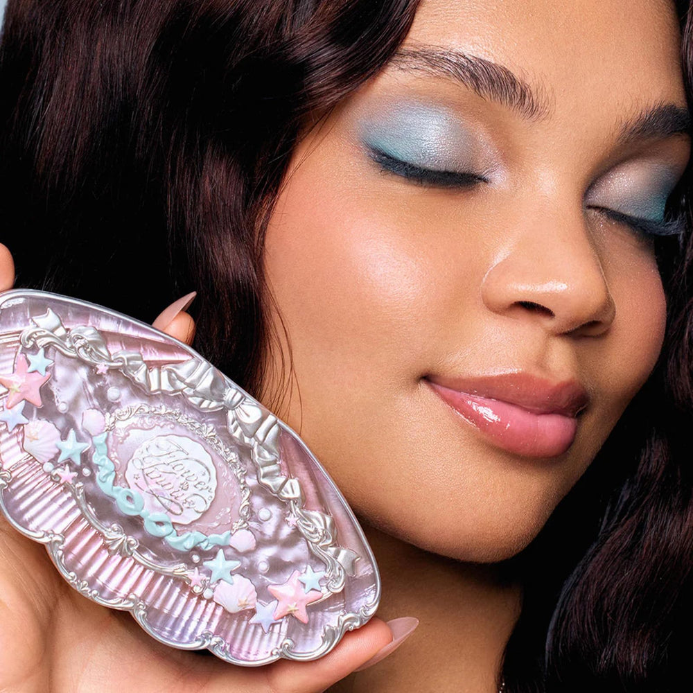 Flower Knows Shell's Jewel compact detail emphasizes portable 0.23 oz size for on-the-go.