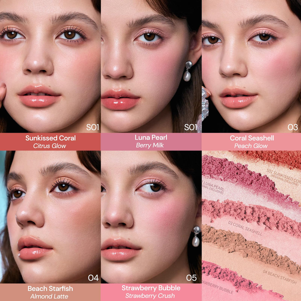 Flower Knows Shell's Jewel holographic-details adds subtle sparkle to cheeks.