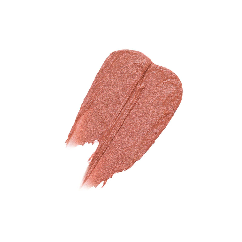 Flower Knows Strawberry Cupid Cake Lip Cream closeup swatch reveals vibrant matte color and hydration.