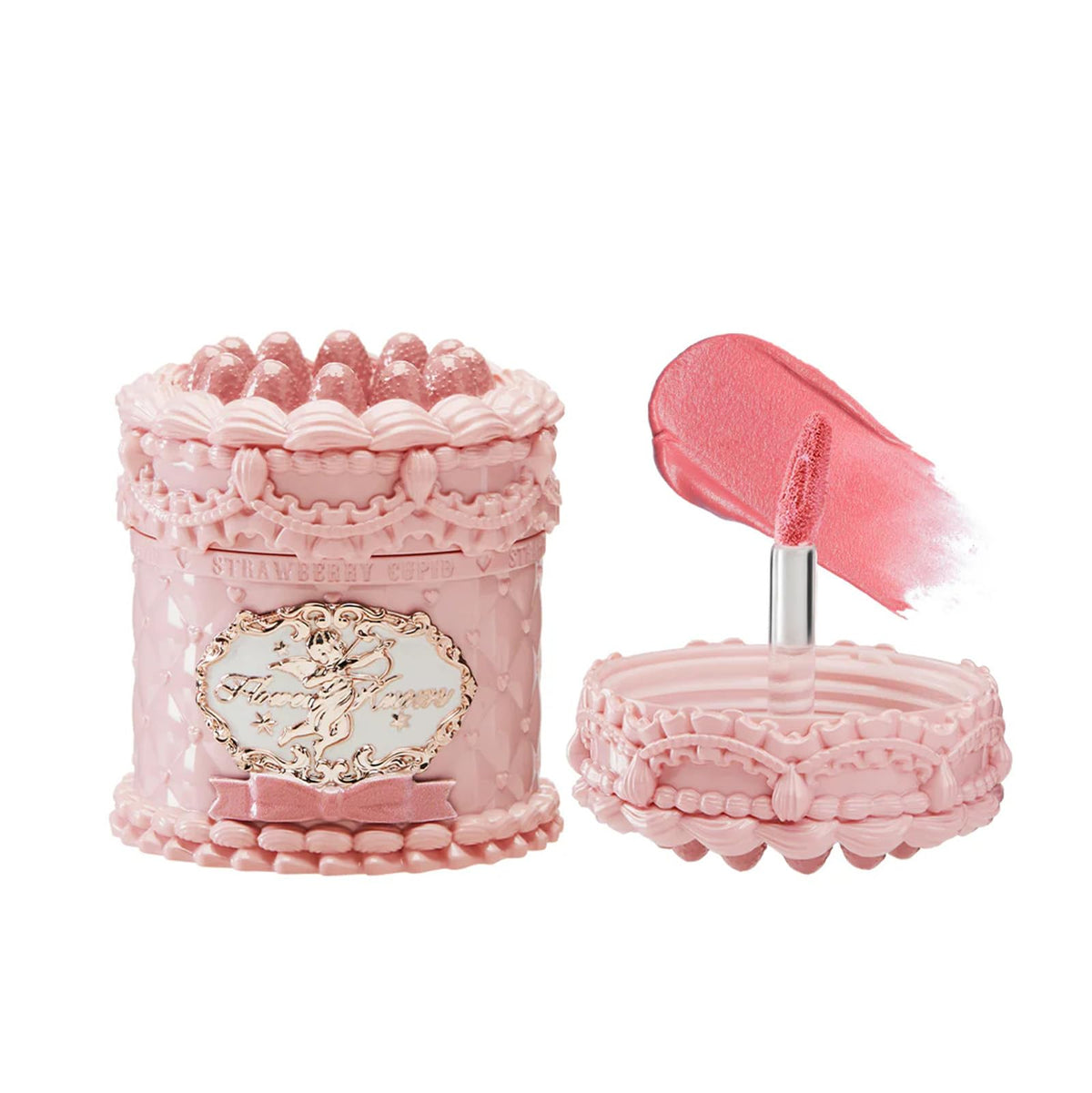 Flower Knows Strawberry Cupid Cake lip cream jar showing cute packaging and soft pink shade
