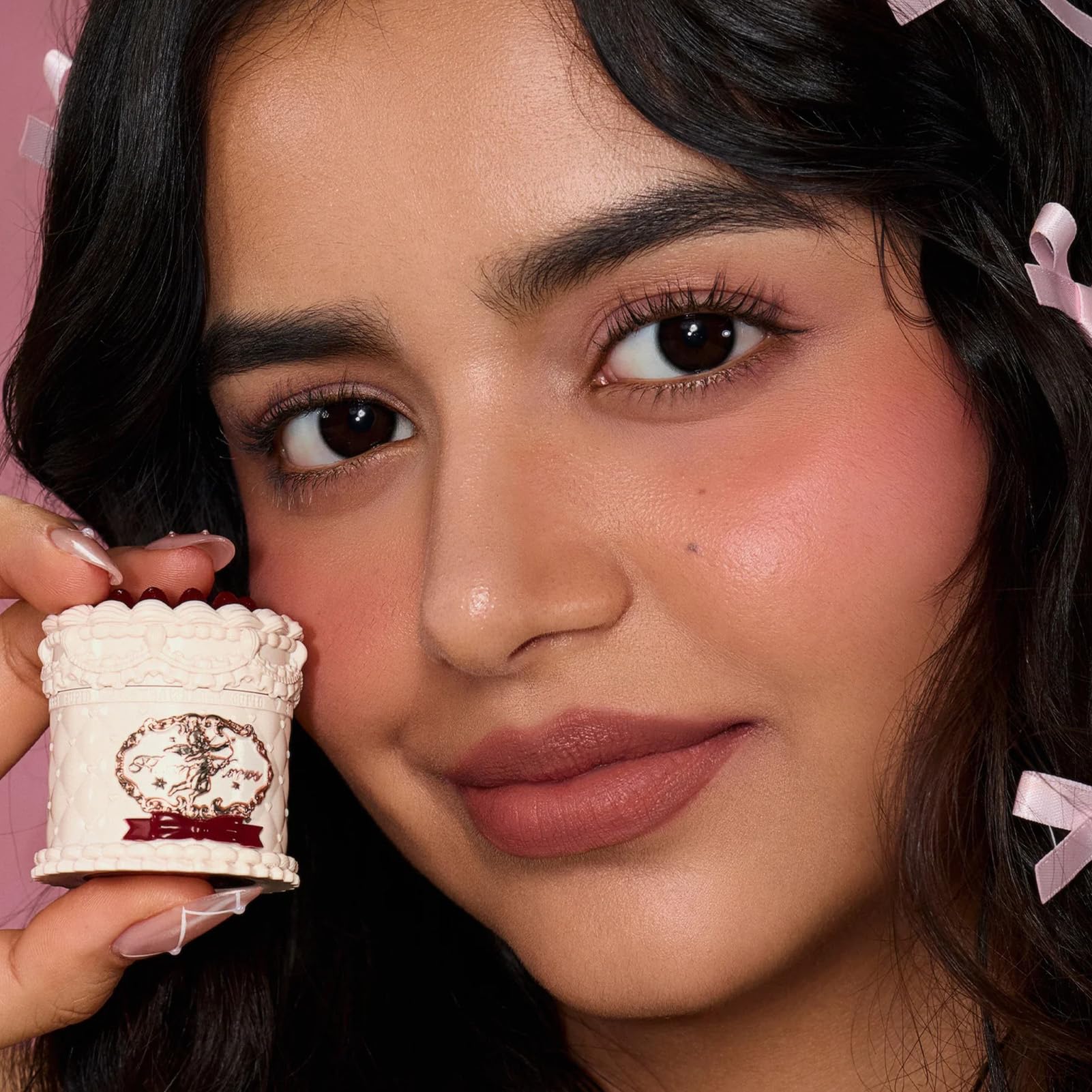 Flower Knows Strawberry Cupid Cake Lip Cream pink-trio display depicts soft, romantic hues.