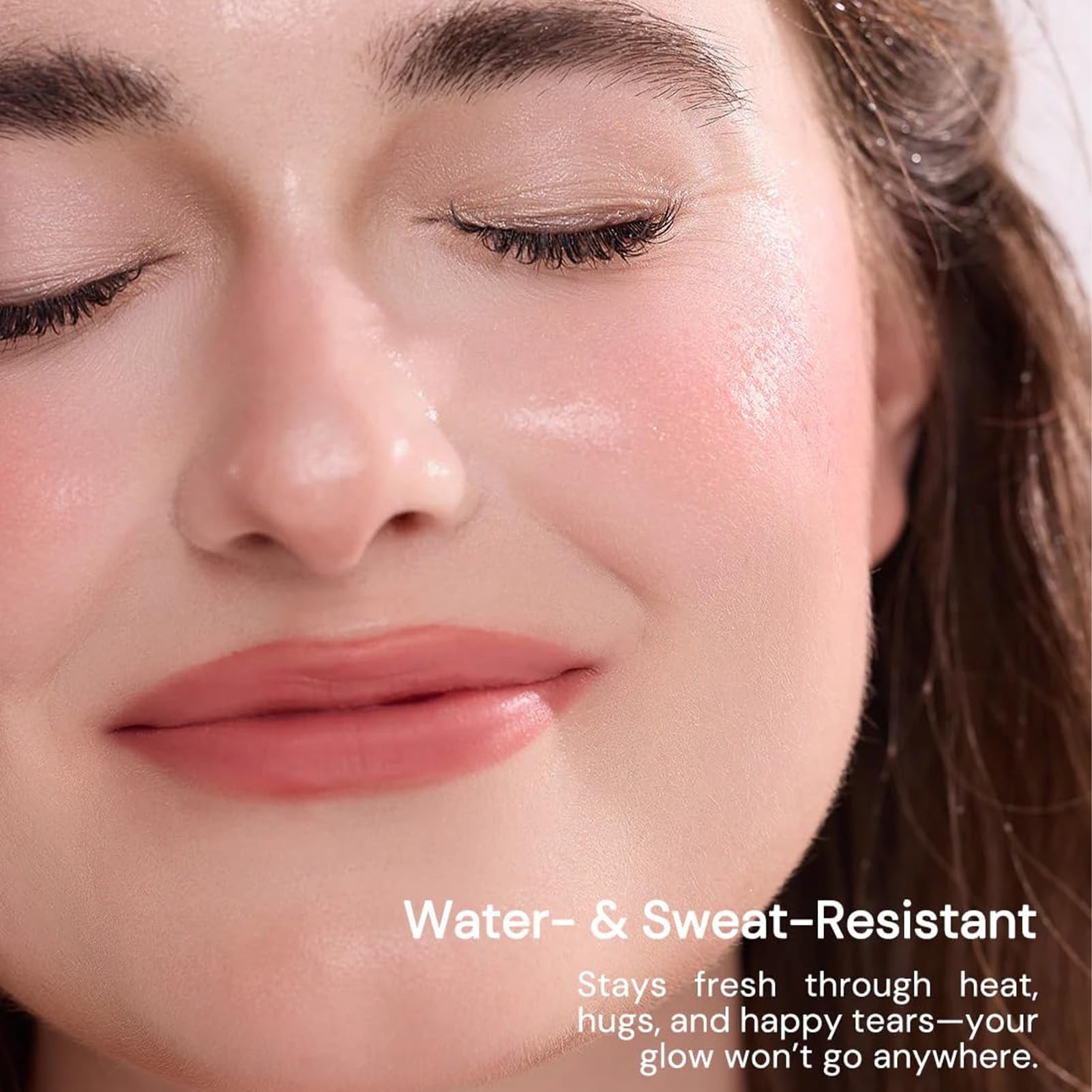 Flower Knows Strawberry Cupid liquid blush application on cheek for natural flush.