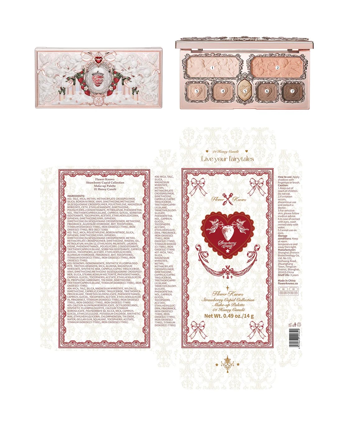 Flower Knows Strawberry Cupid Palette travel case keeps makeup organized on the go.