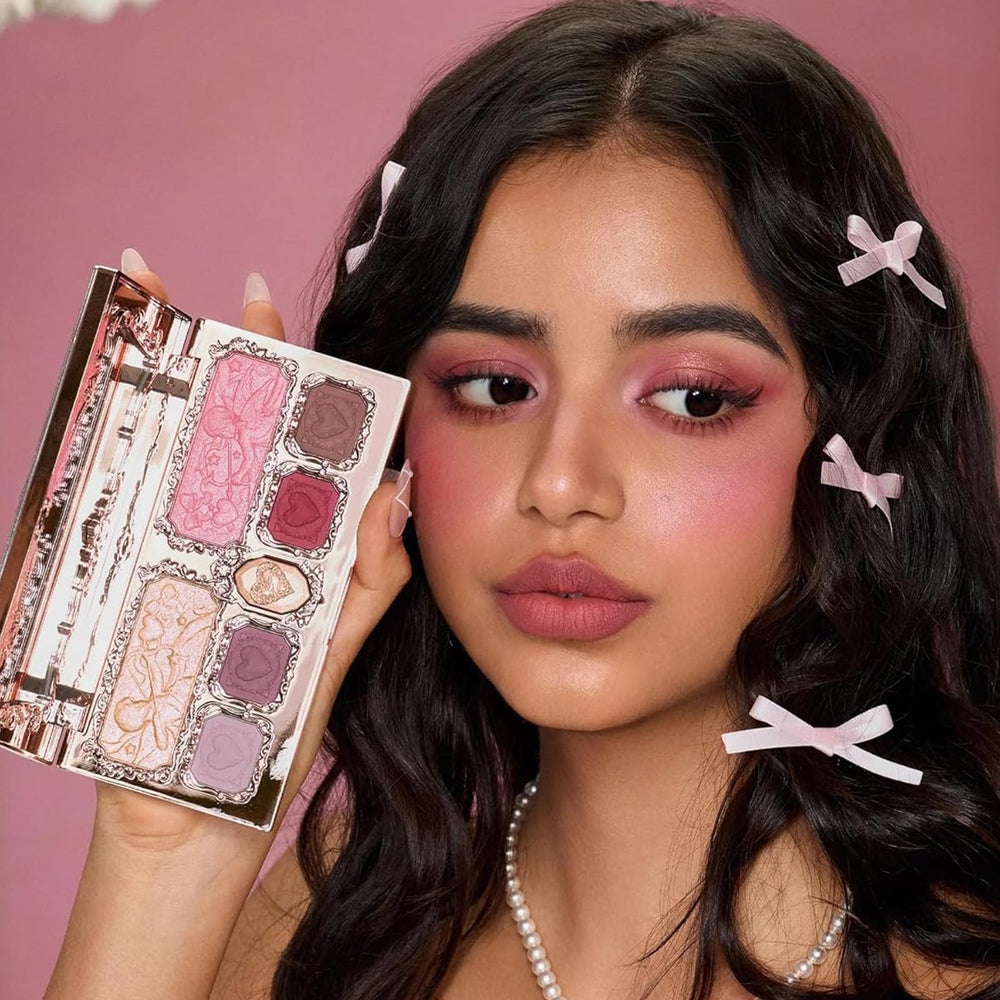 Flower Knows Strawberry Cupid Palette matte shades closeup reveals soft blendable texture