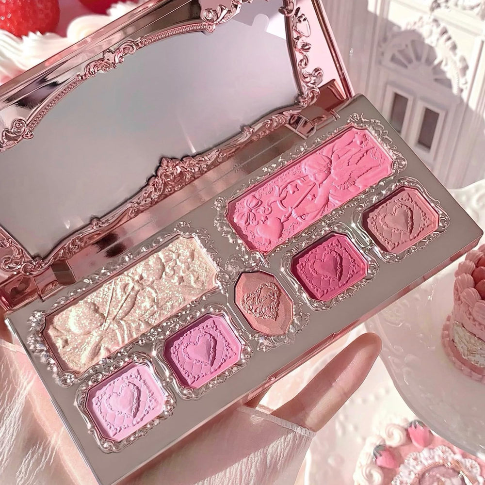 Flower Knows Strawberry Cupid Palette shimmer shades closeup highlights luminous finish