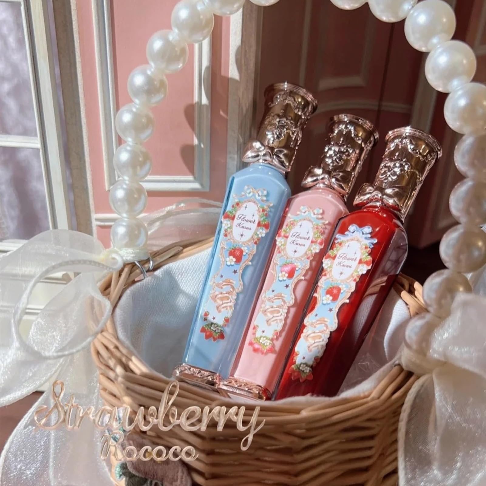 Flower Knows Strawberry Rococo Cloud Lip Cream display suggesting versatile day-to-night looks