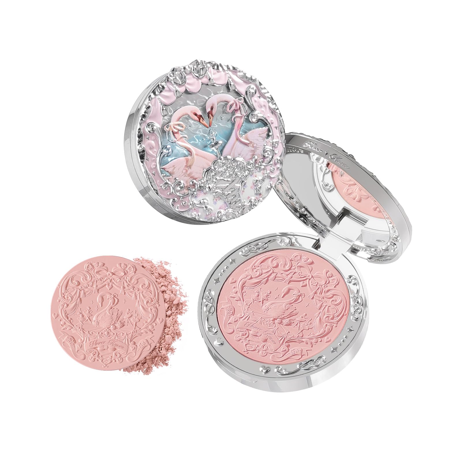 Flower Knows Swan Ballet muestra el relieve de cisnes 3D para un look elegante.
