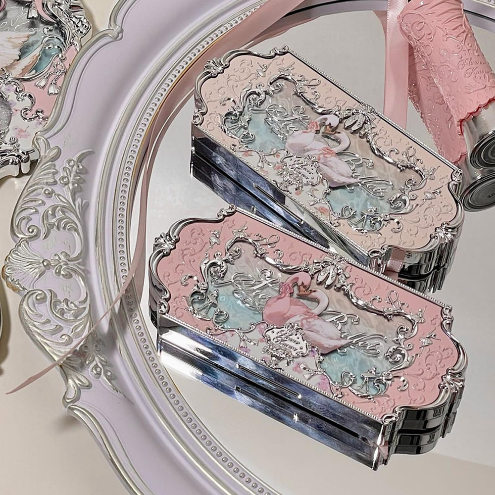 Flower Knows Swan Ballet palette travel-friendly case fits in purses