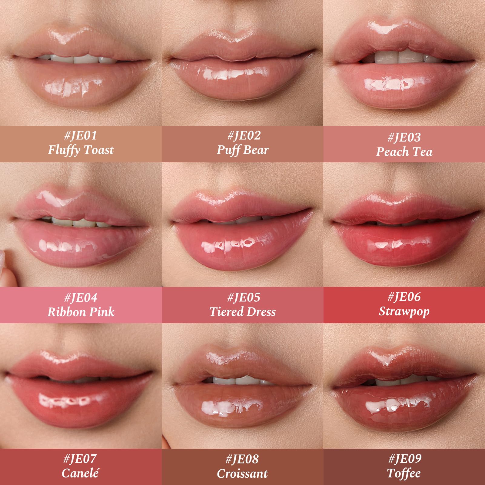 Close-up of Flower Knows lip jelly giving volumized, glassy shine on lips.
