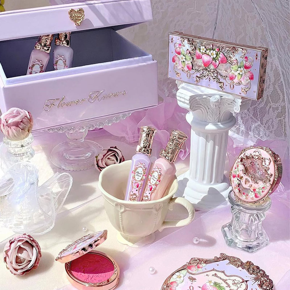 Flower Knows travel vanity case with built-in mirror keeps products organized on the go.