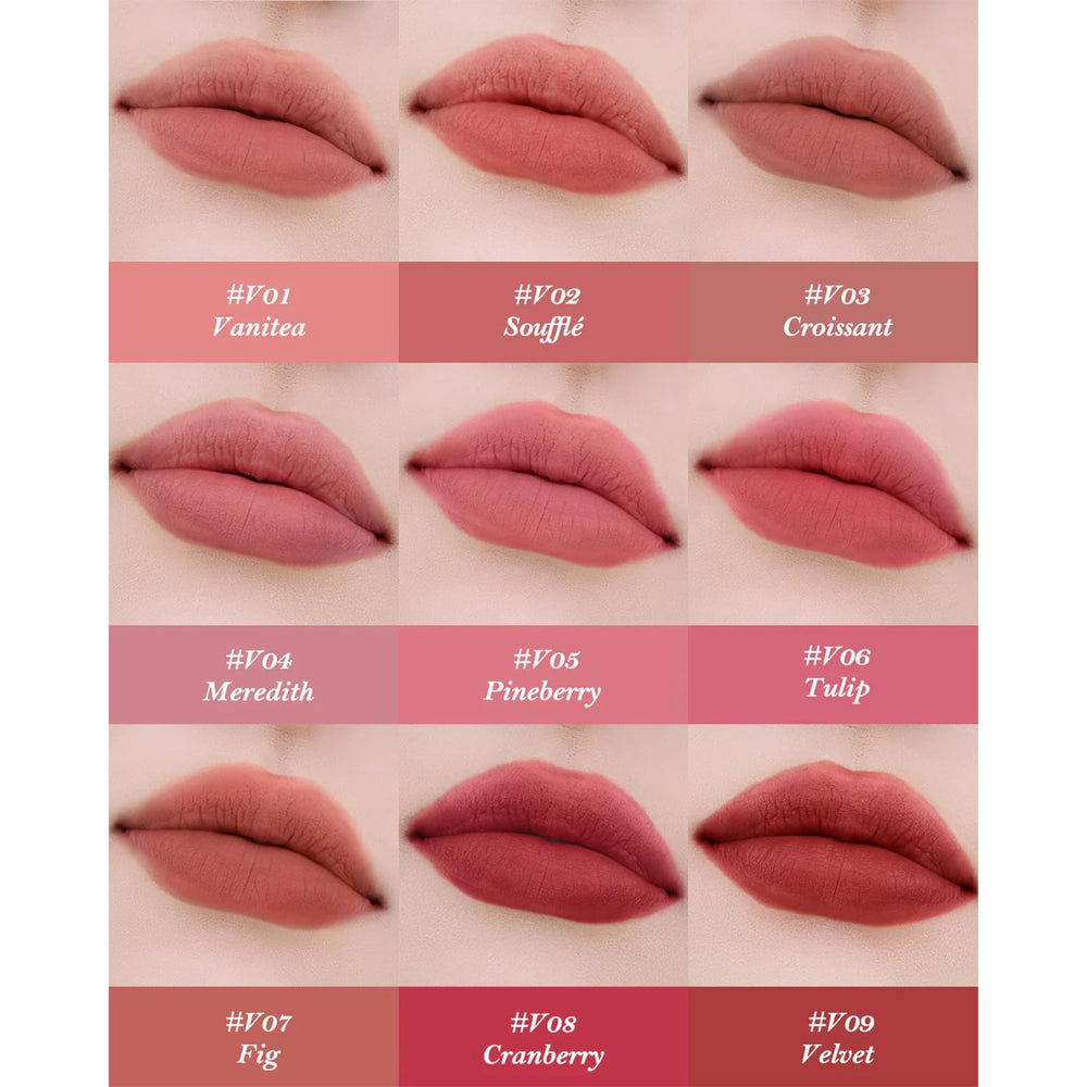Flower Knows Velvet Matte finish texture swatch demonstrates airy, comfortable matte feel