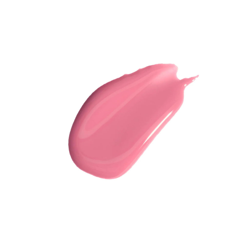 Flower Knows lip gloss swatches reveal vibrant pink shade and silky texture.
