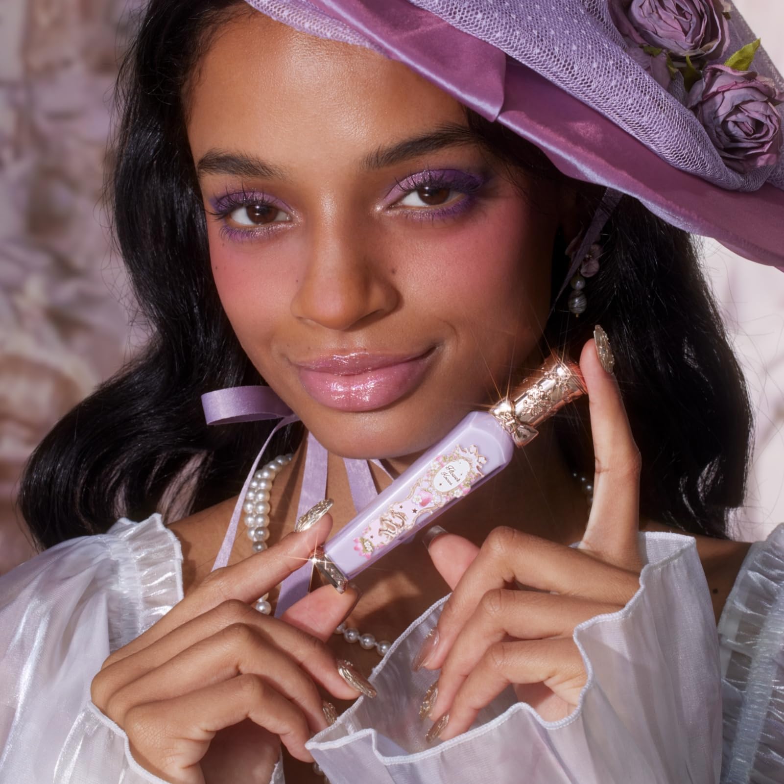 Flower Knows Violet Strawberry Rococo Glowy glitter detail captures festive sparkle