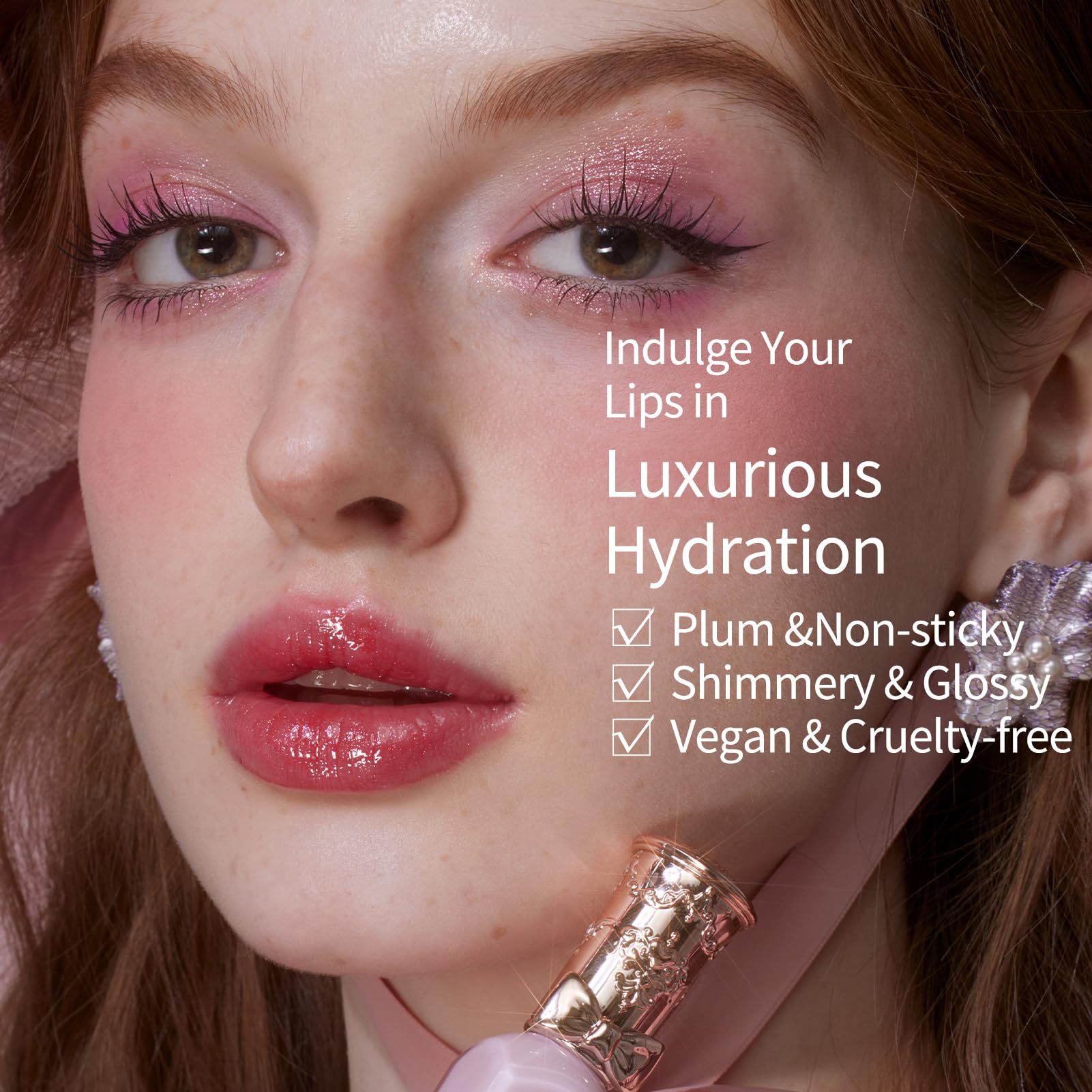 Flower Knows Violet Strawberry Rococo Glowy Lip Gloss gift-ready packaging enhances vanity display