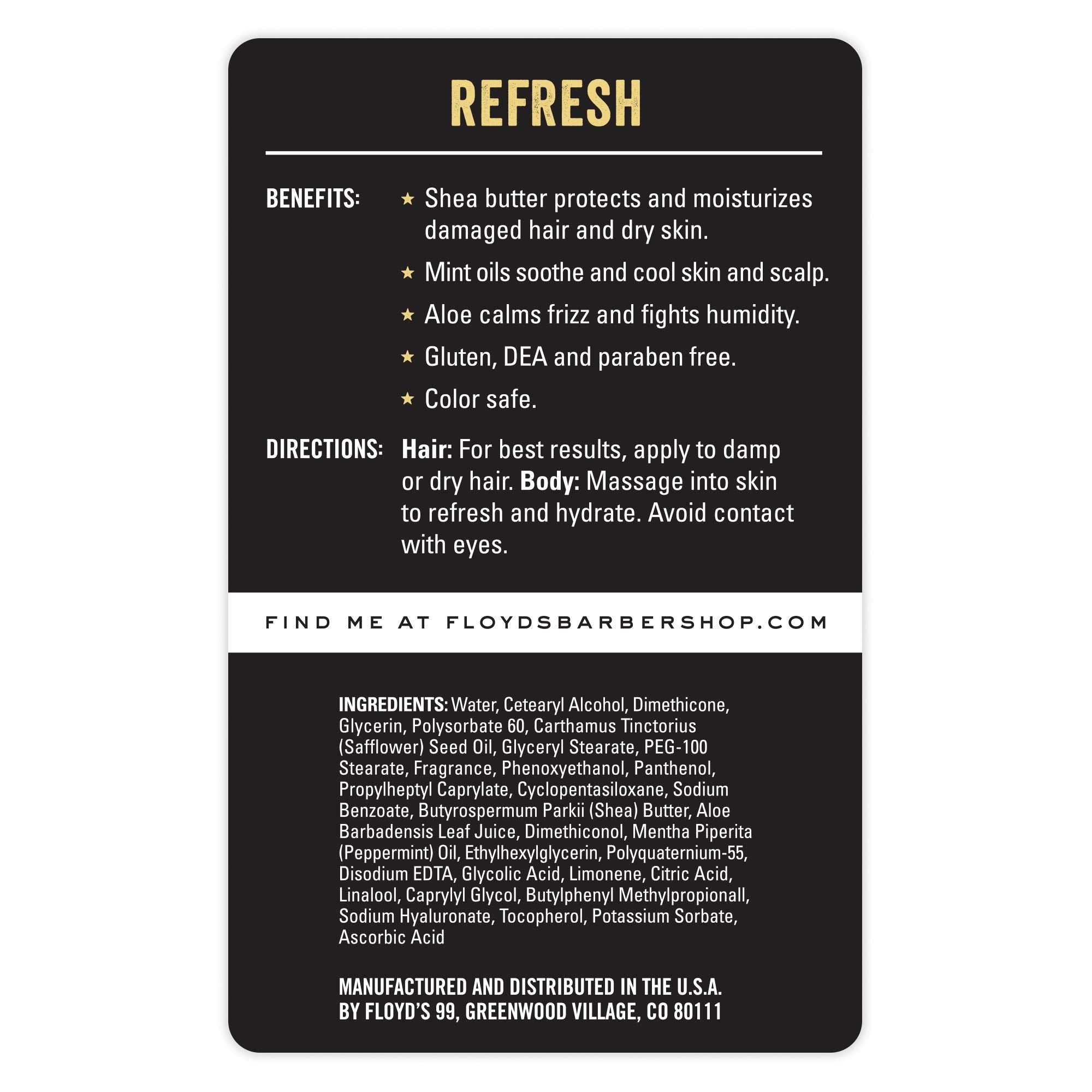 Floyd's 99 Refresh consistency swatch highlights moisturizing formula ideal for detangling