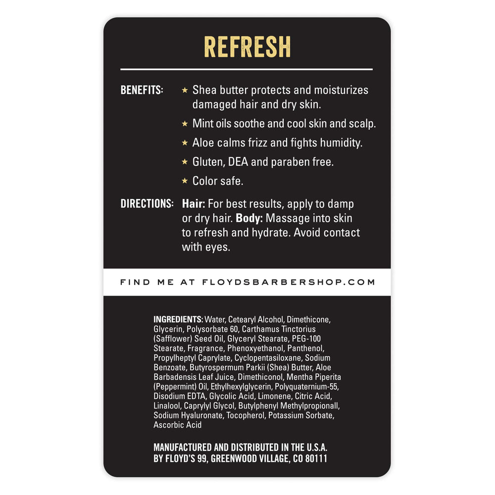 Floyd's 99 Refresh consistency swatch highlights moisturizing formula ideal for detangling