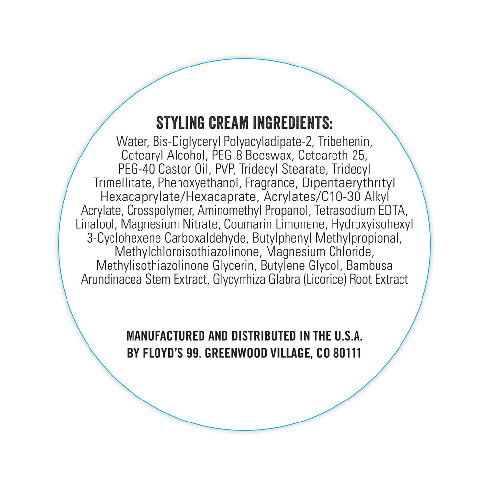 Floyd's 99 Styling Cream all-hair-types image suggests compatibility across lengths and textures.