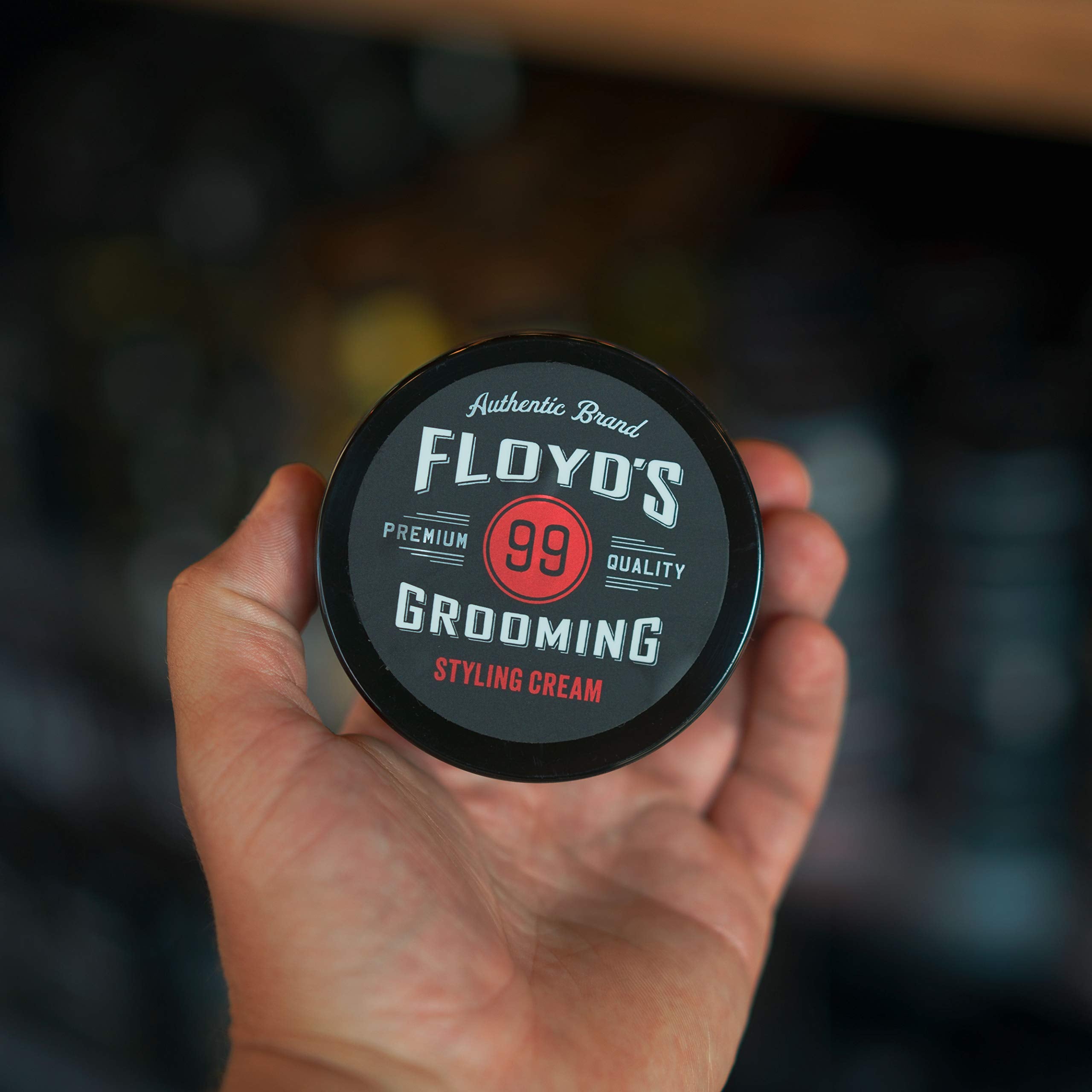 Floyd's 99 Styling Cream day-long-style image indicates reliable hold through daily activities.