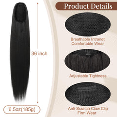 Flufymooz synthetic hair ponytail soft texture closeup emphasizes smooth, tangle-free feel