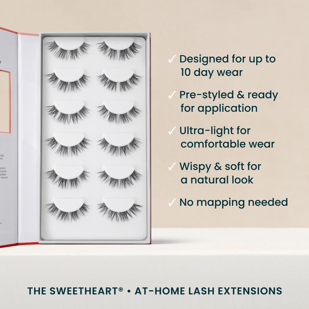 Application demo of FlutterHabit Sweetheart lashes for easy at-home installation