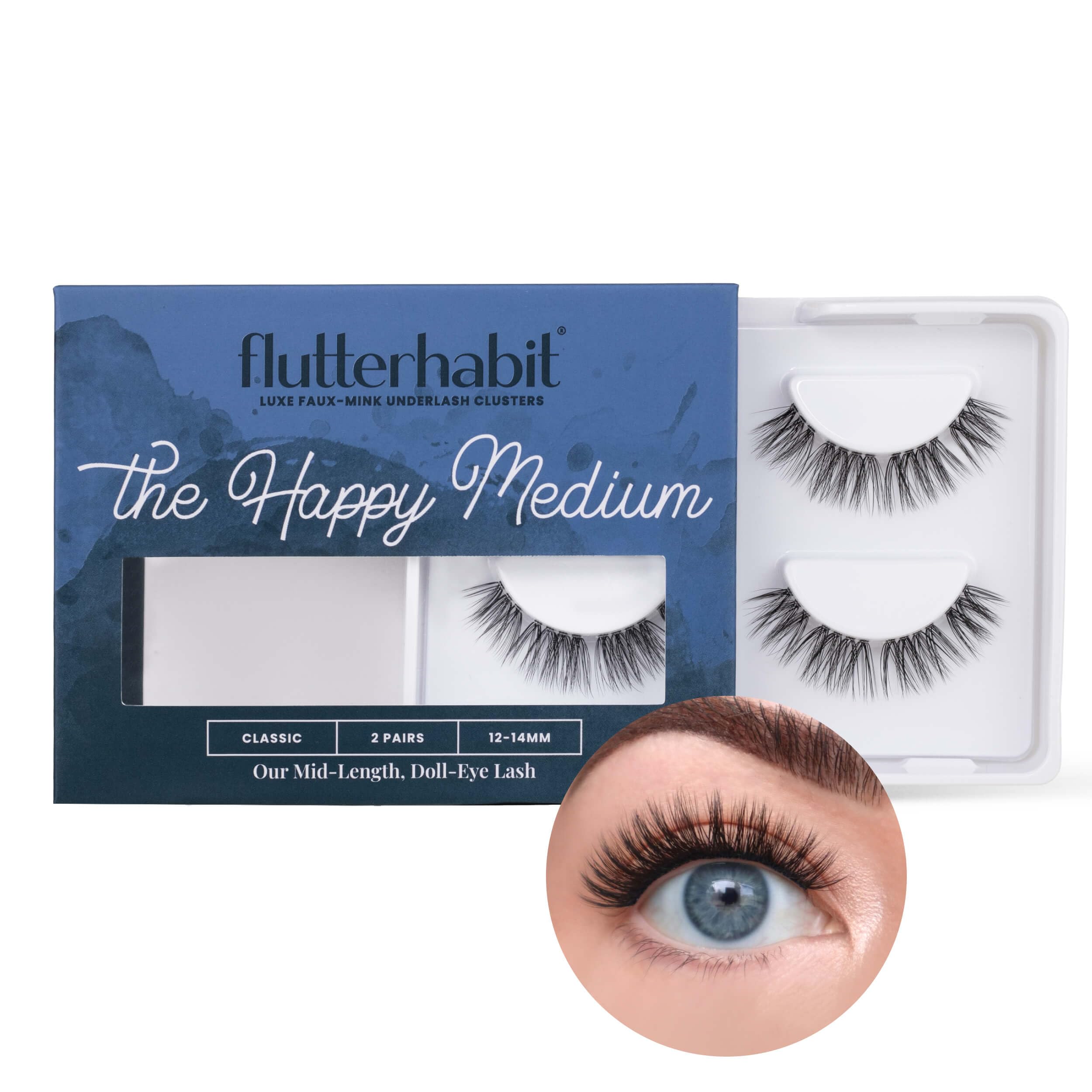 FlutterHabit The Happy Medium Lashes doll-eyed close-up for natural look