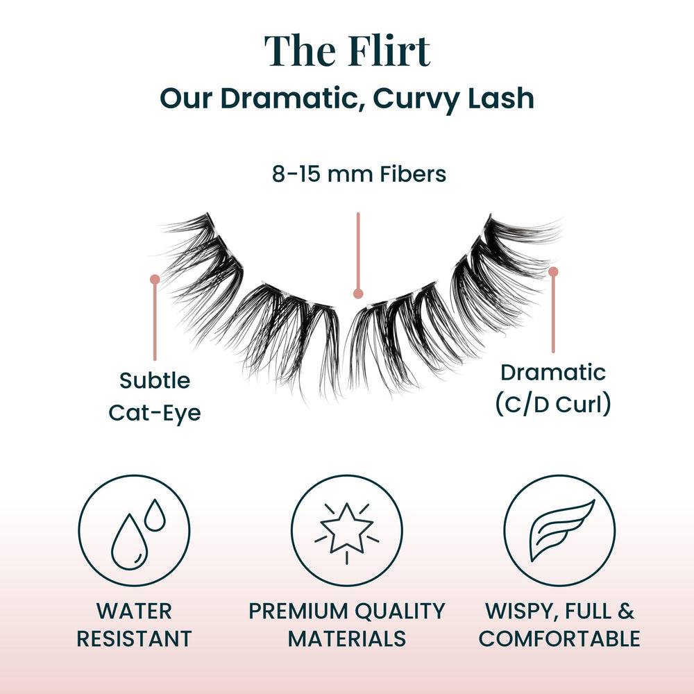 FlutterHabit The Flirt Lashes application at the base suggests natural integration.