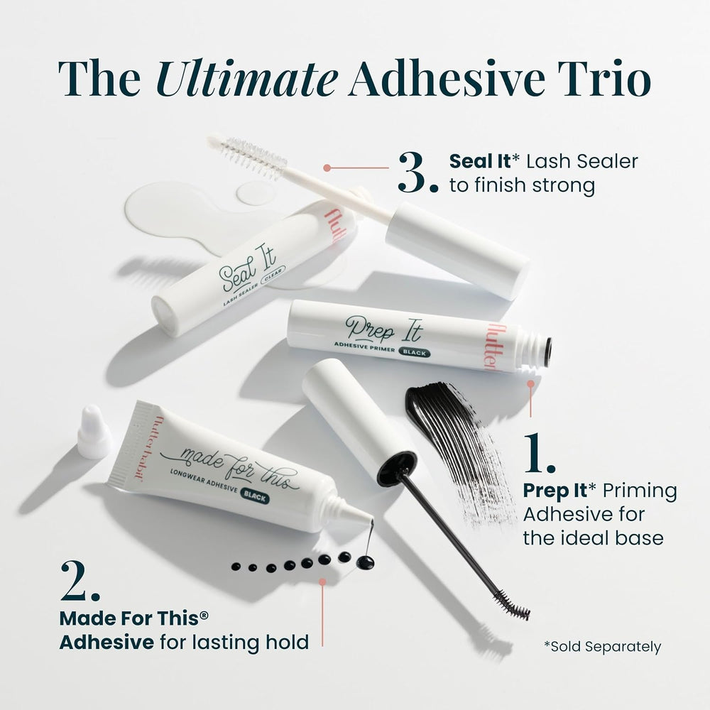 FlutterHabit lash glue used during a dance for secure wear.