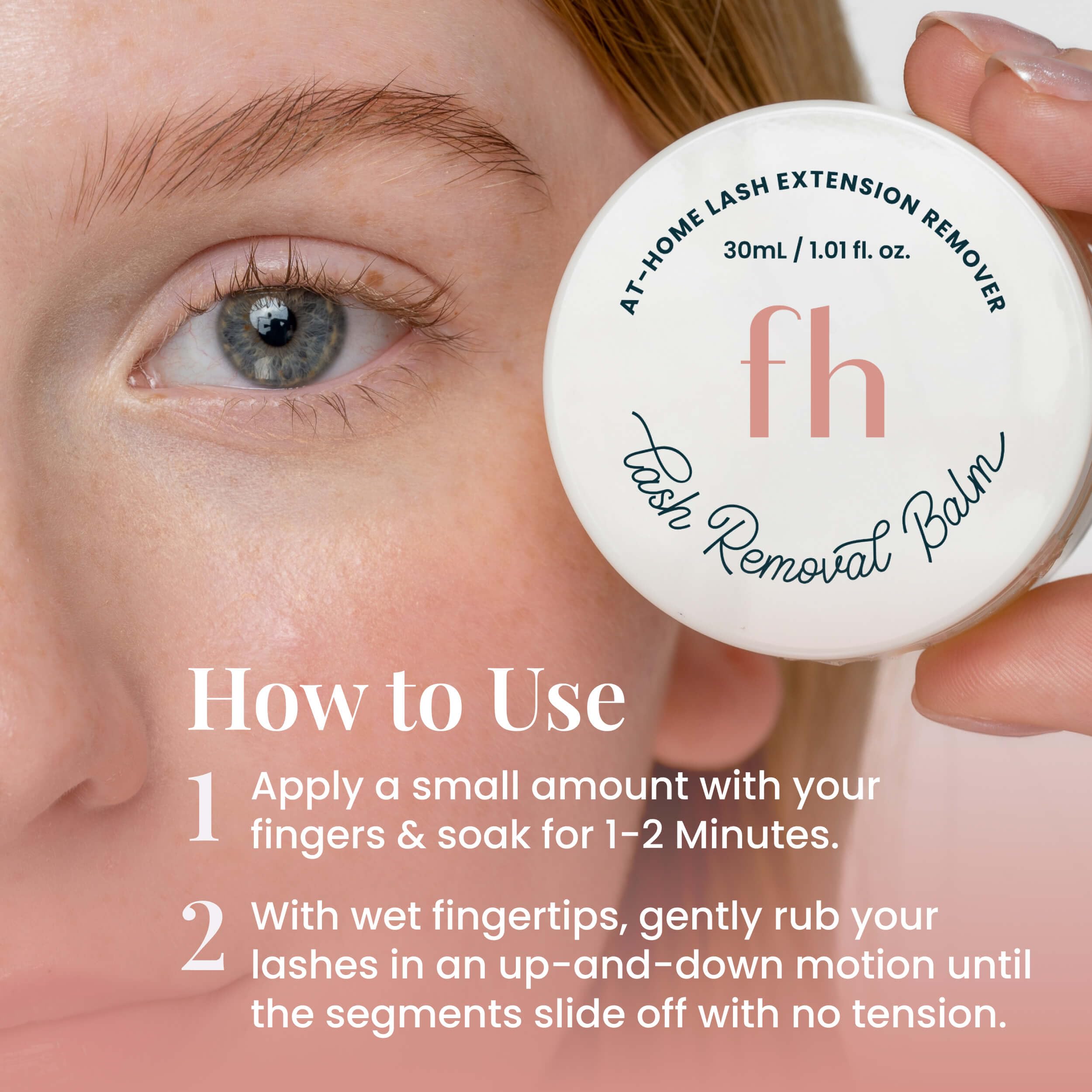 FlutterHabit Lash Removal Balm ingredients argan and jojoba nourish lashes.