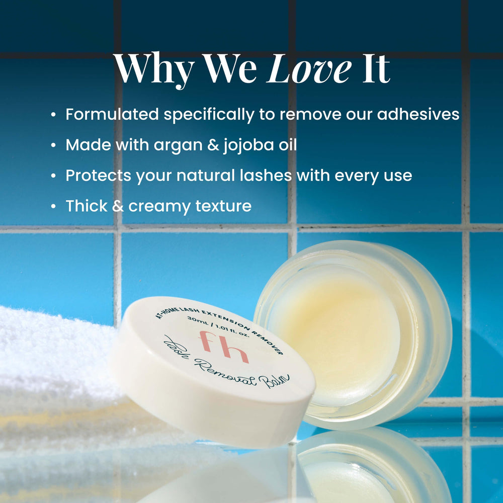 FlutterHabit Lash Removal Balm packaging shown for easy storage and ongoing use.