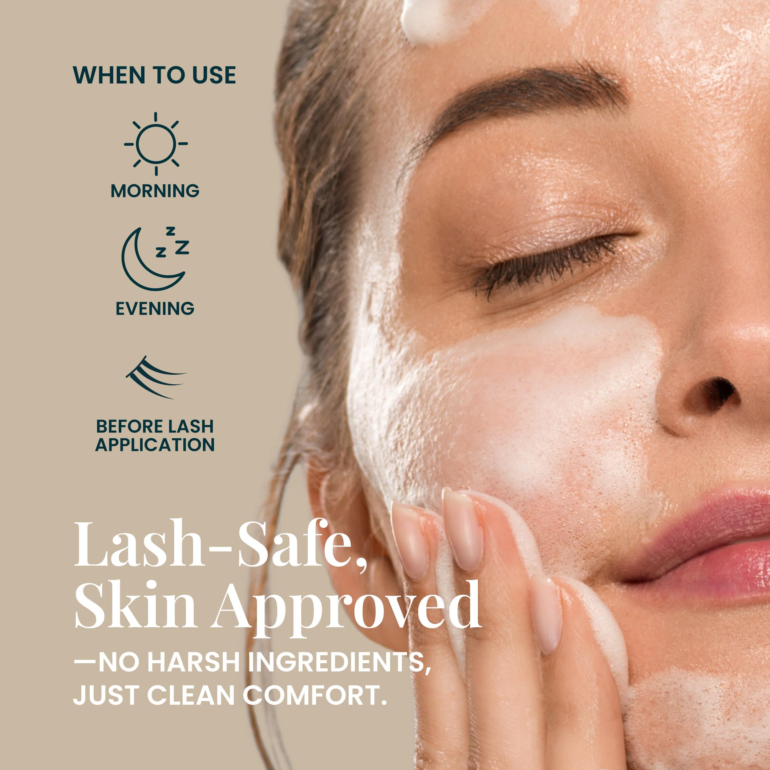 FlutterHabit Lash Shampoo foaming cleanser delivers gentle, thorough lash care.