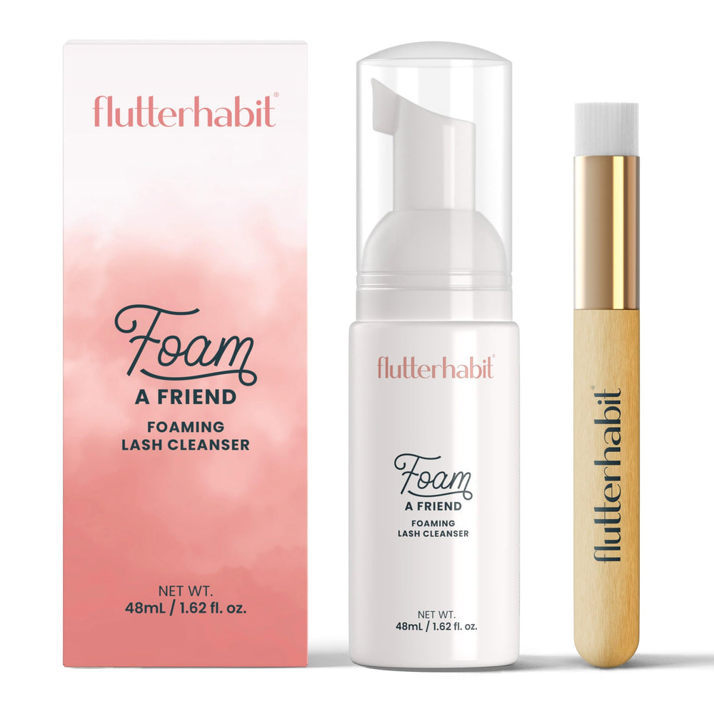 FlutterHabit Lash Shampoo pump dispenser enables effortless daily cleansing for extensions.