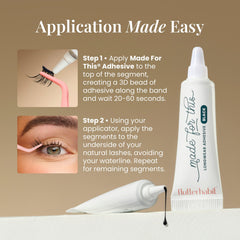 FlutterHabit Made for This adhesive in-use shot illustrates fast-dry formula