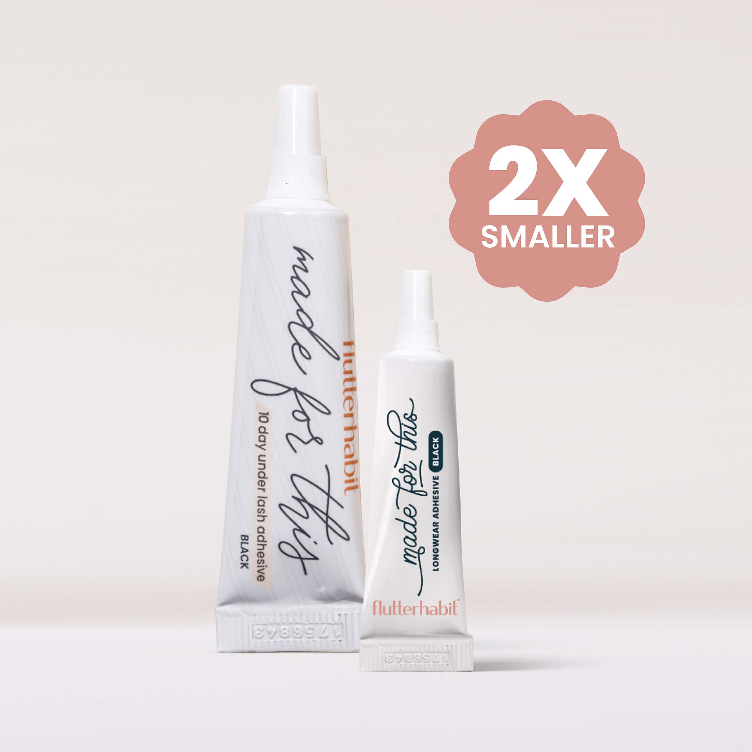 FlutterHabit mini lash glue application tube for precise under-lash bonding.