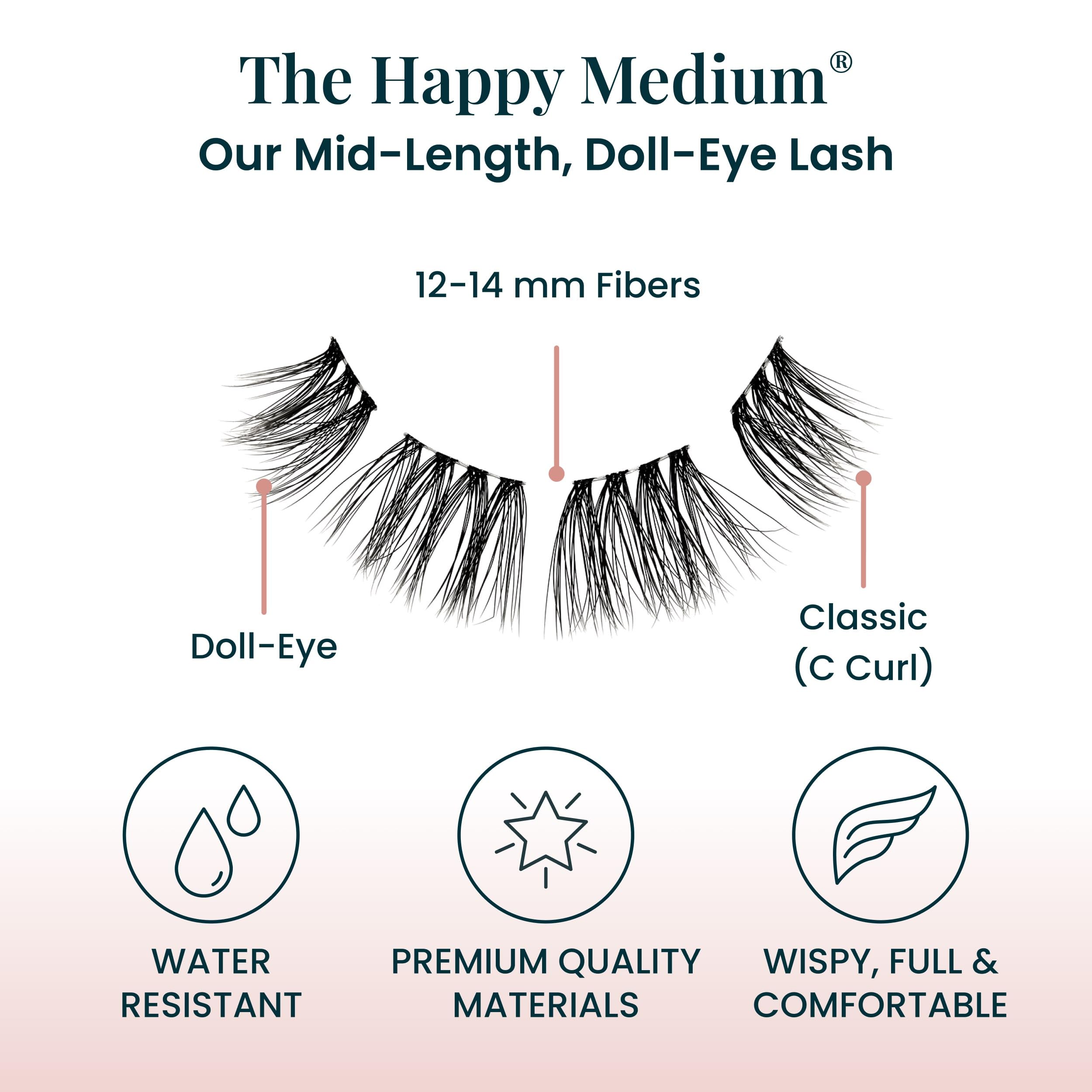 FlutterHabit The Happy Medium Lashes pre-cluster design close-up for fast application