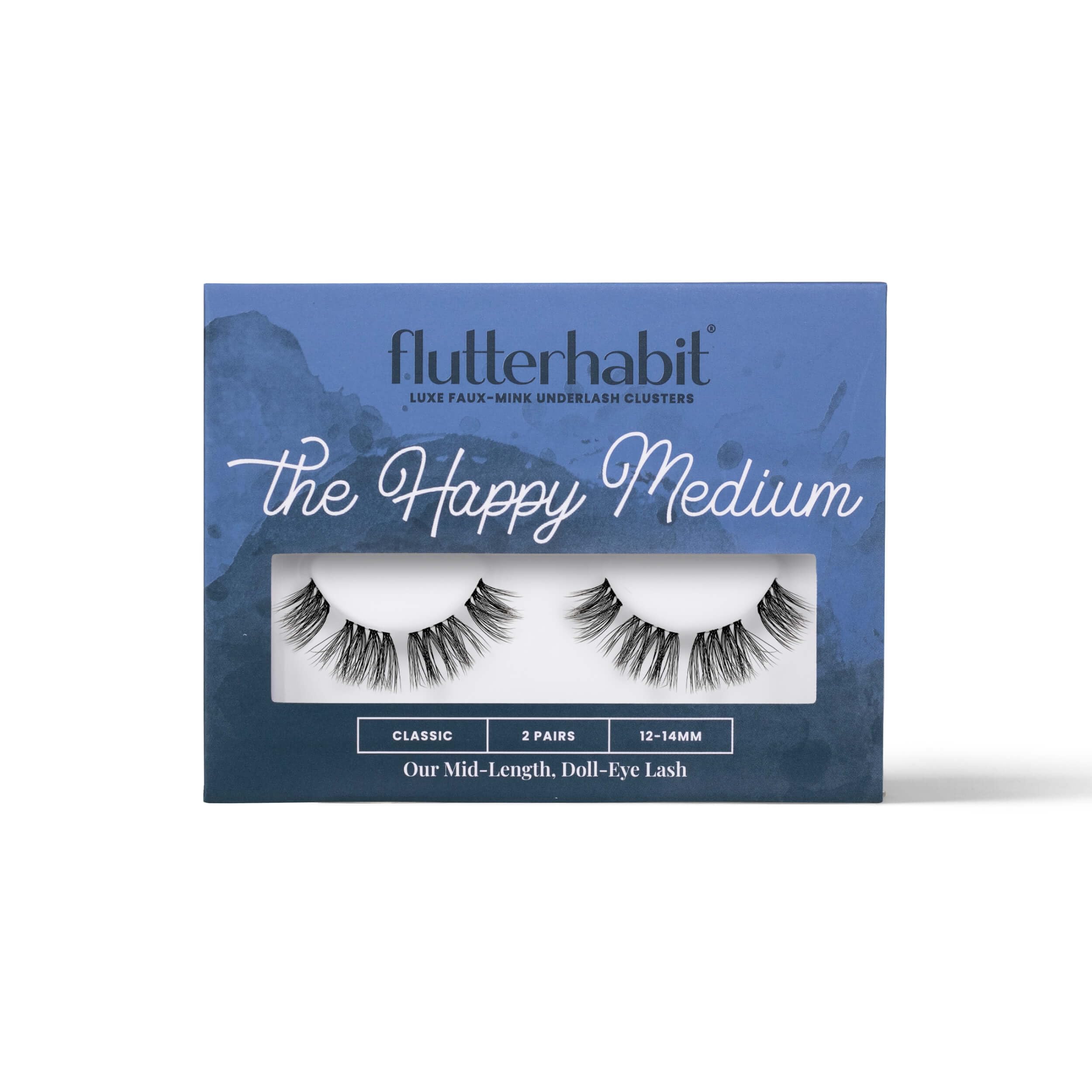 FlutterHabit The Happy Medium Lashes packaging close-up for an easy DIY lash experience