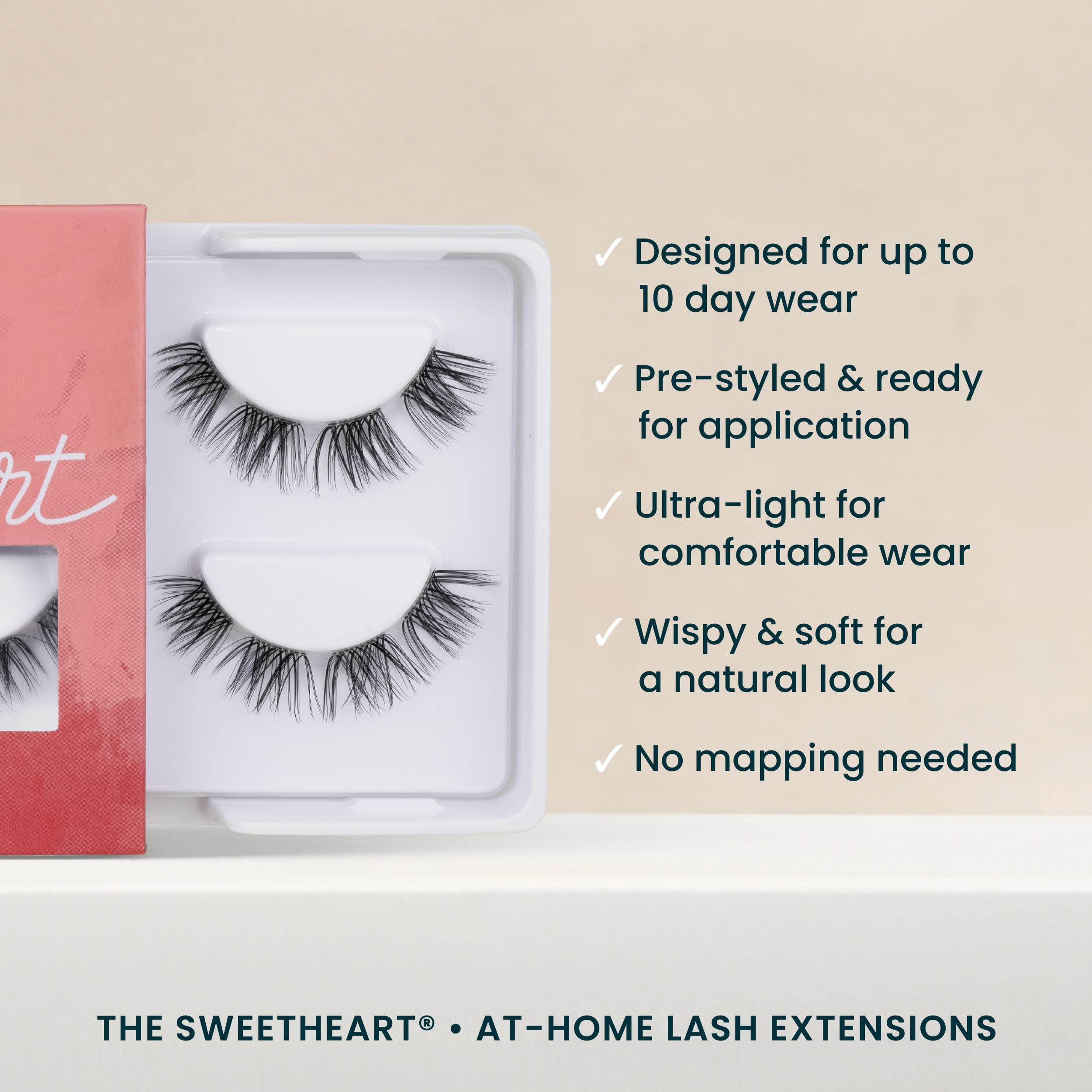 FlutterHabit The Sweetheart Lashes packaging notes adhesive sold separately for secure application