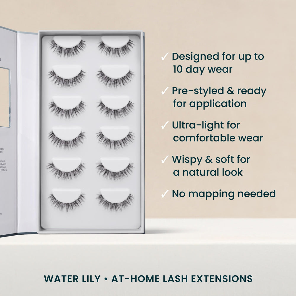 FlutterHabit Water Lily Lash Clusters at-home DIY use supports easy beauty routine.