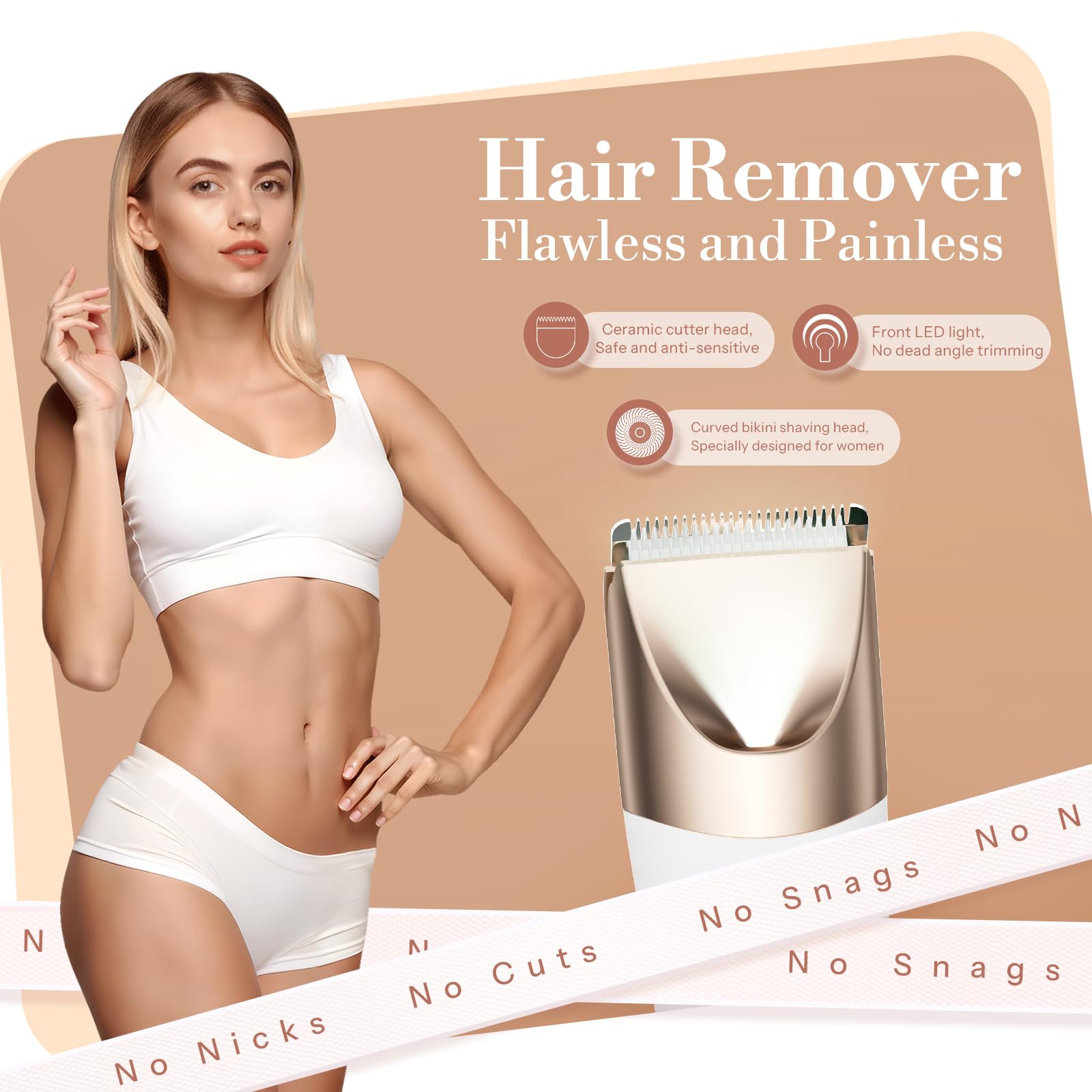 Flyant Bikini Trimmer 2-in-1 design supports shaving and detailing tasks.