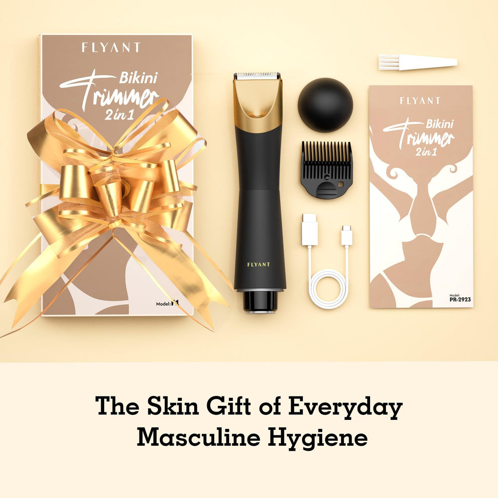 Flyant Bikini Trimmer gift box in black gold for a festive gift.