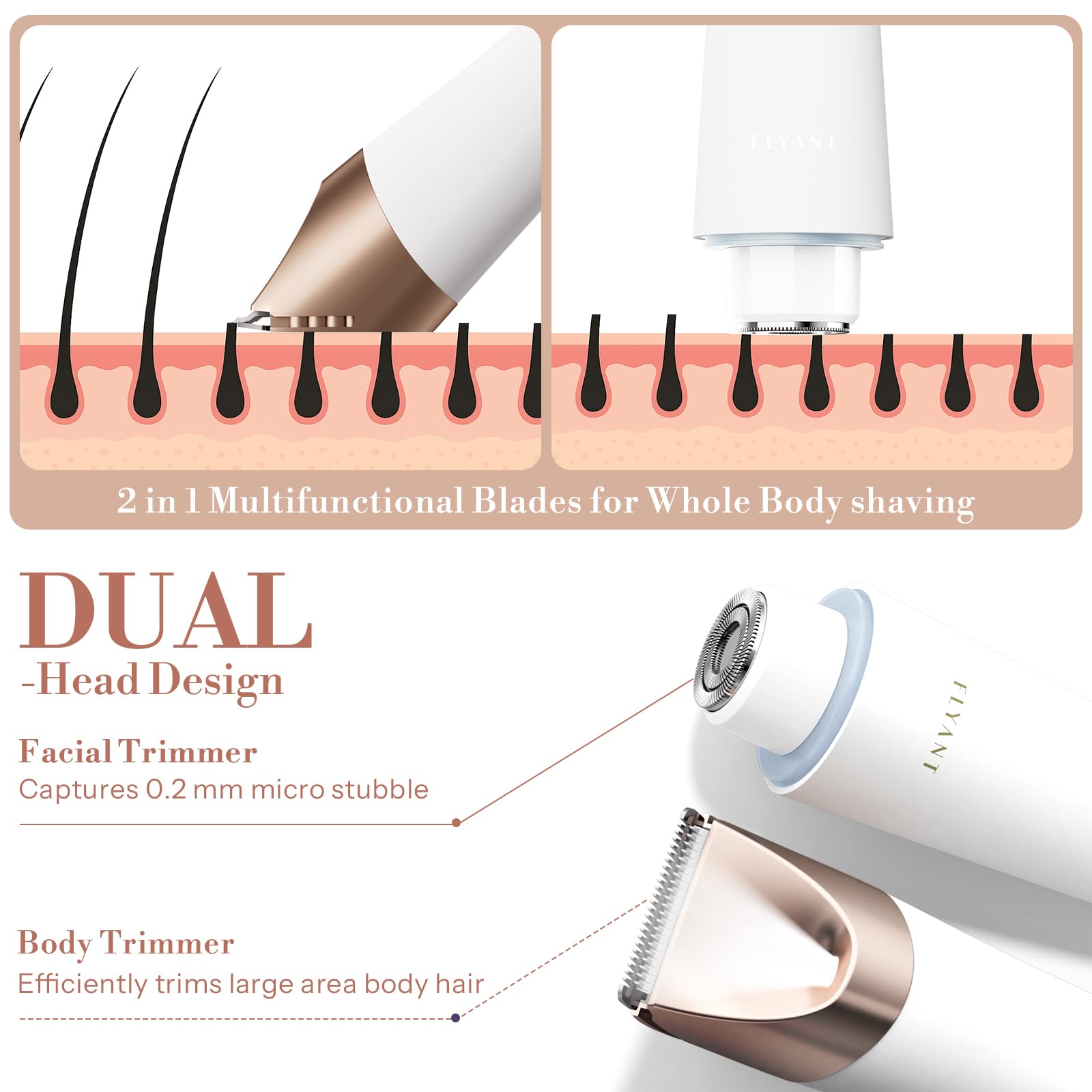 Flyant Bikini Trimmer with LED light close-up enables precise trimming in low light.