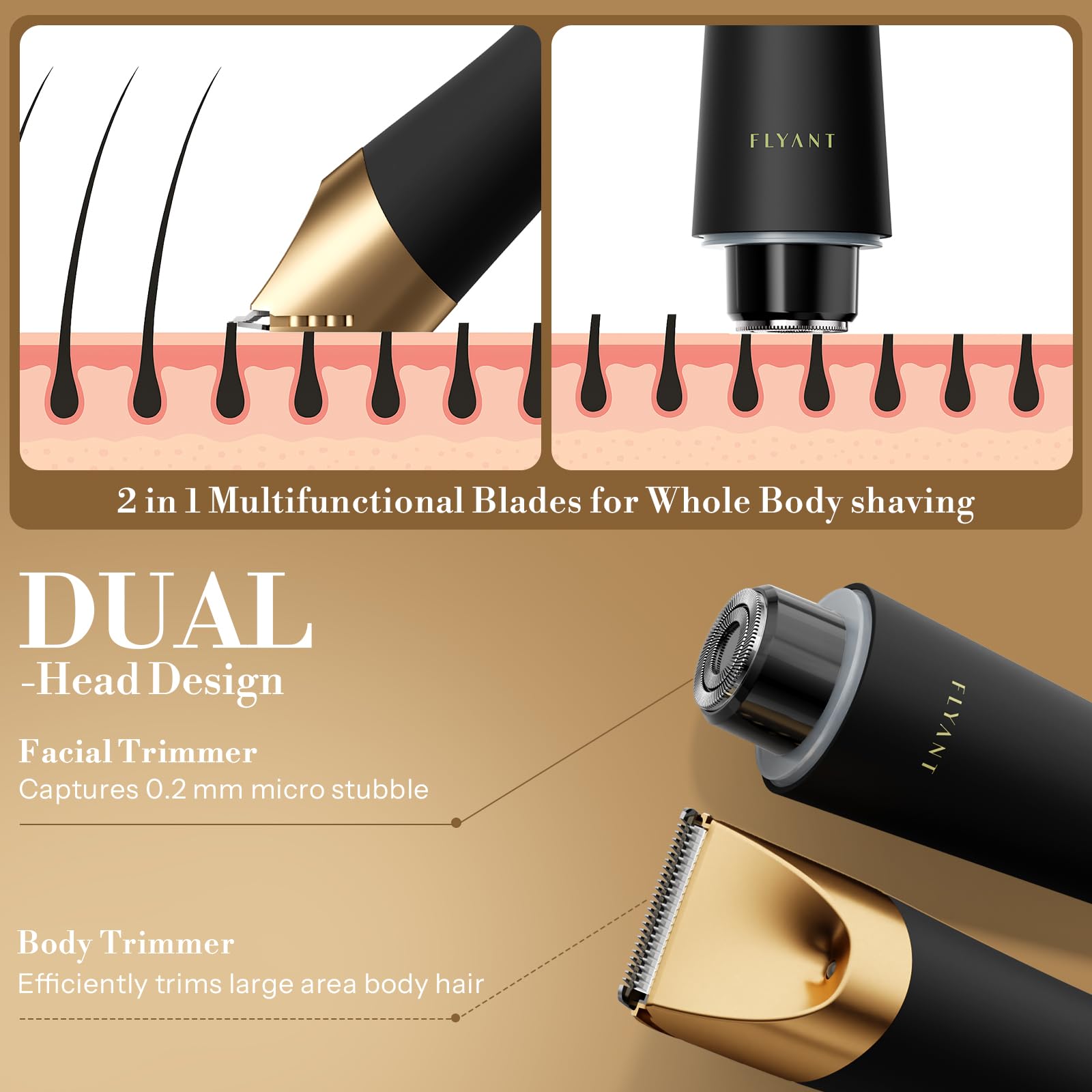 Flyant Bikini Trimmer with LED light for precise grooming in dim light.