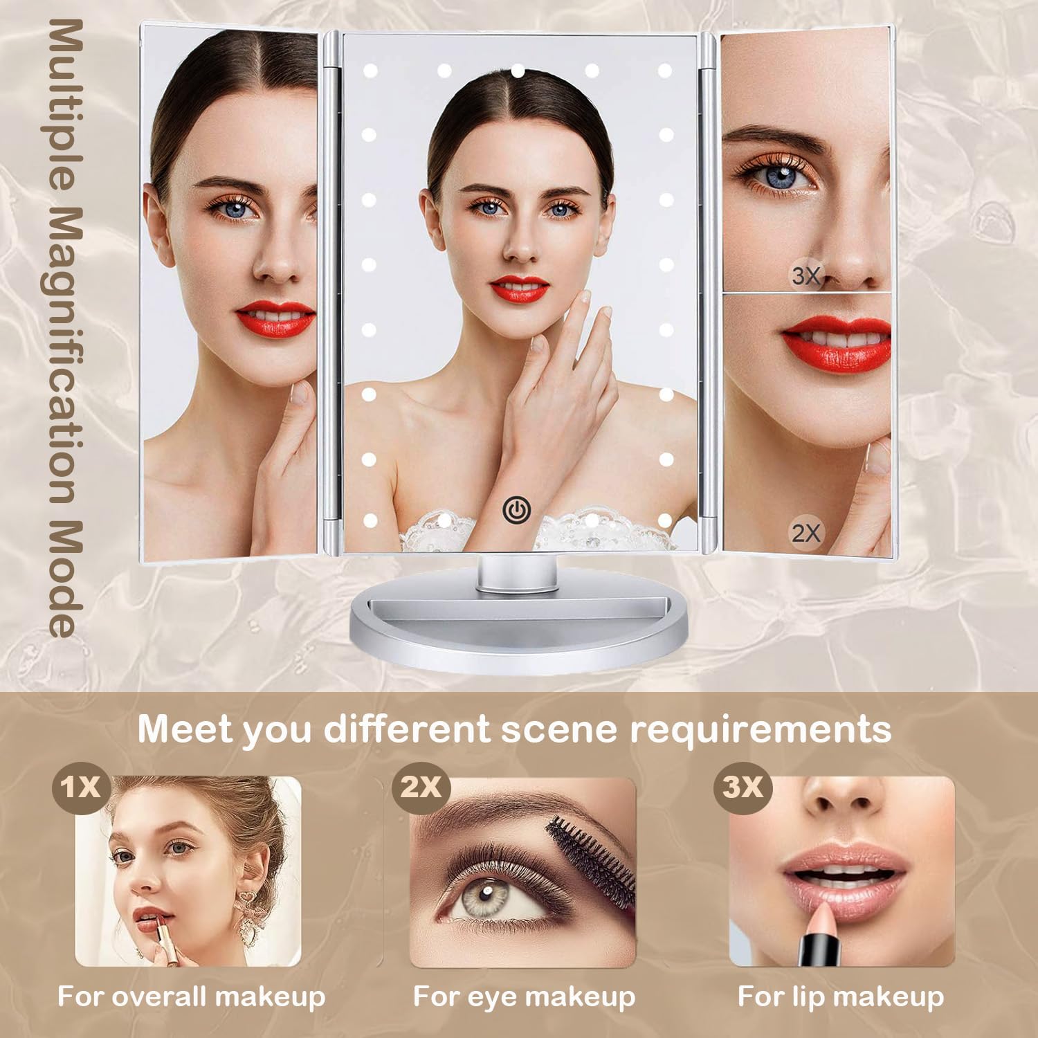 Flymiro mirror with 21 LEDs offers bright, even lighting.
