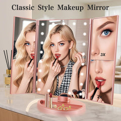 Flymiro vanity mirror 3x magnification close-up aids precise eyeliner and brow shaping.
