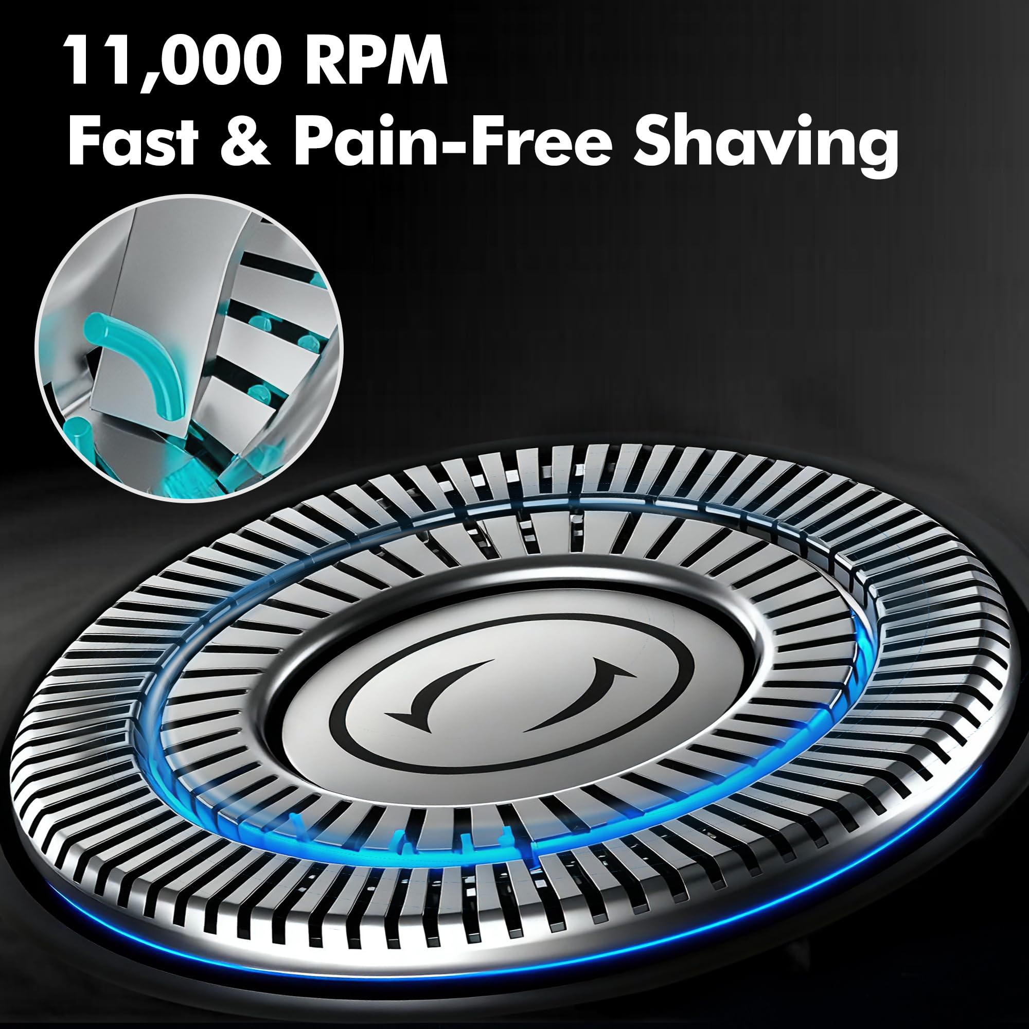 Flynth zero tug technology blade detail for gentle, smooth shave.