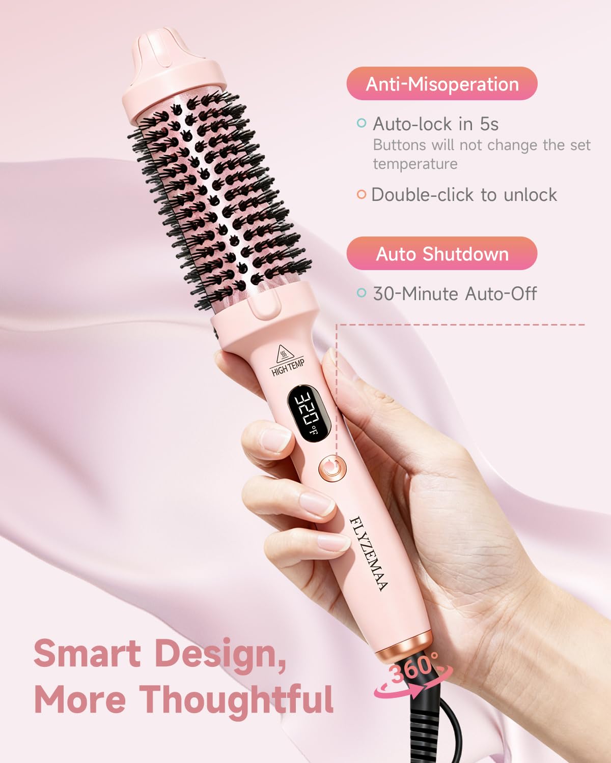 FLYZEMAA Thermal Brush auto shut-off adds safety after use.
