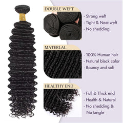 Flyzhuim Deep Wave Bundles 24-inch natural black, full-length versatility for styles.
