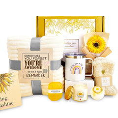 FndAsxa cozy blanket in the get well gift basket for recovery warmth