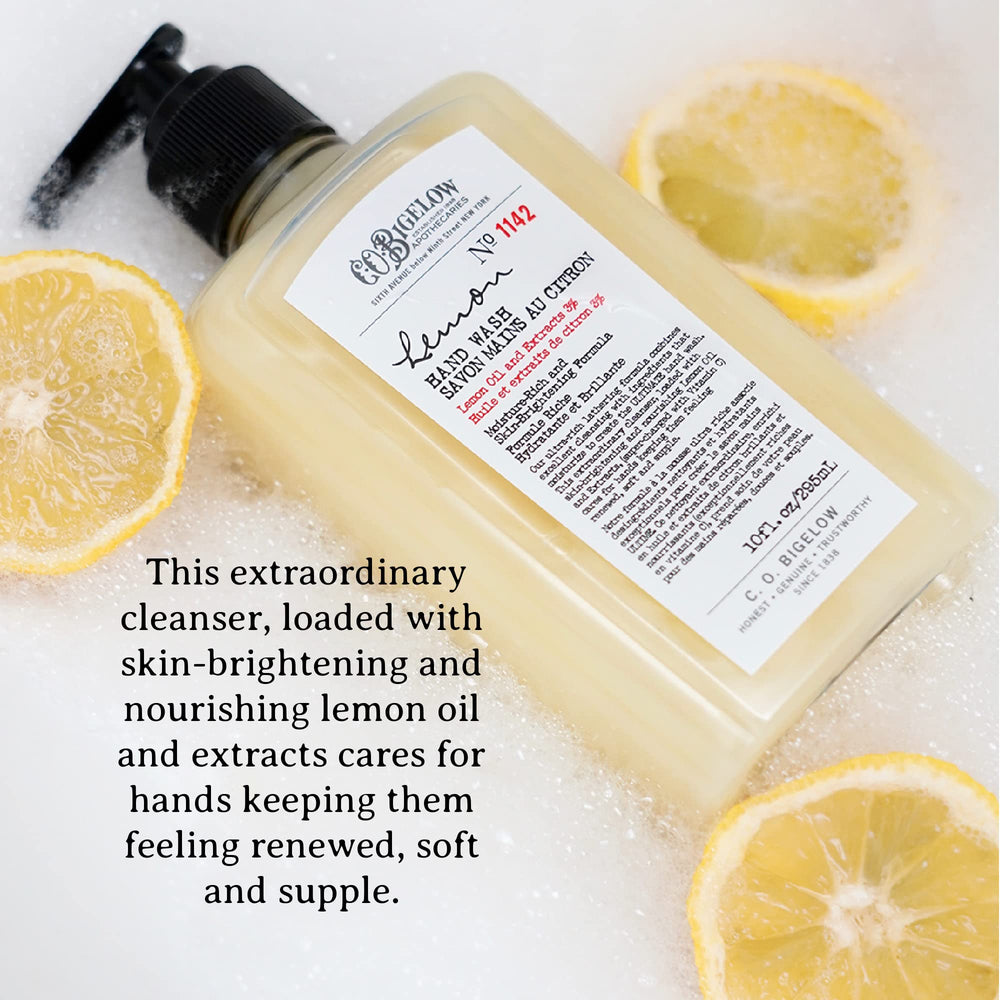 Foamy lather from C.O. Bigelow Lemon Hand Wash rinses clean without residue.