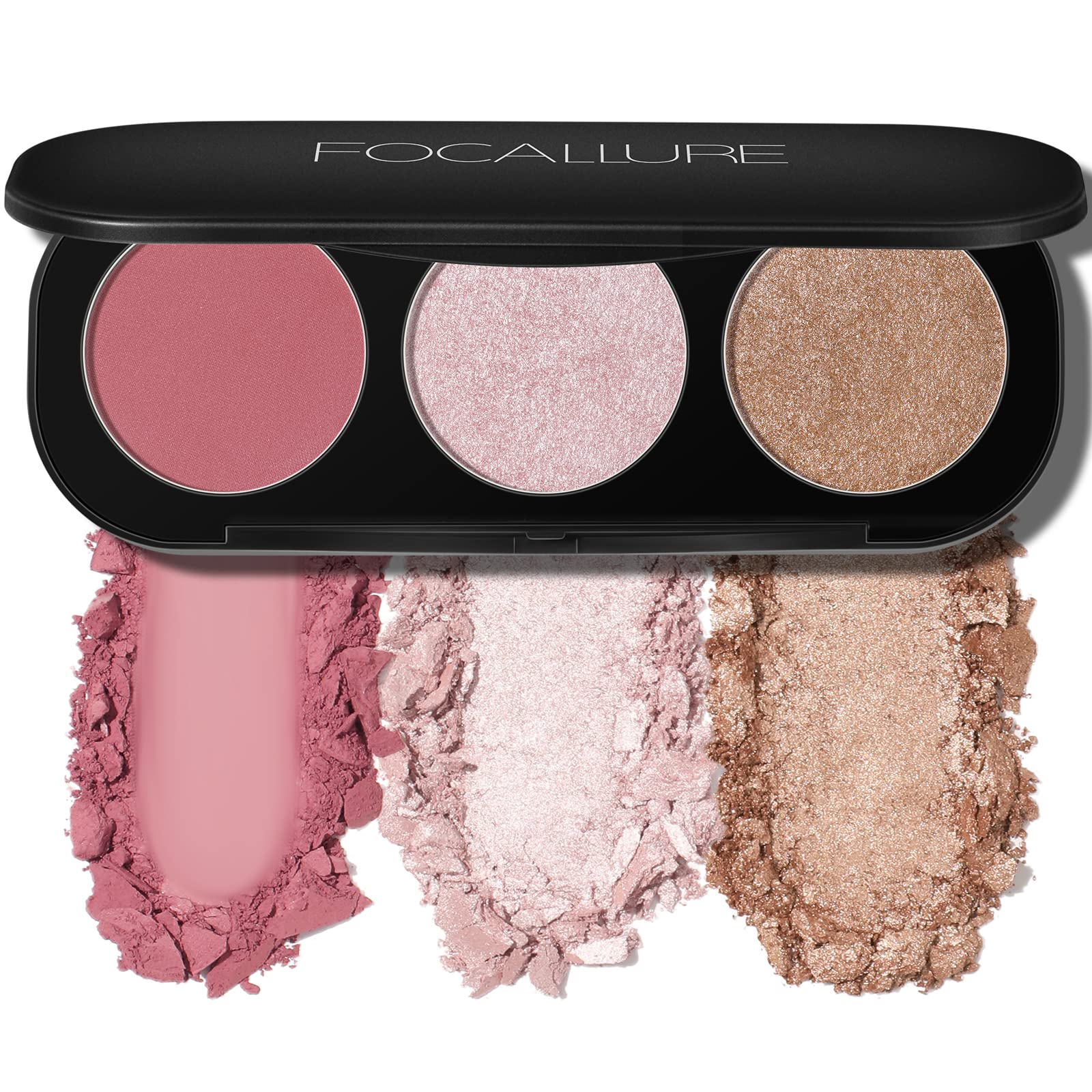 FOCALLURE 3in1 palette outer packaging—compact travel-friendly beauty essential.