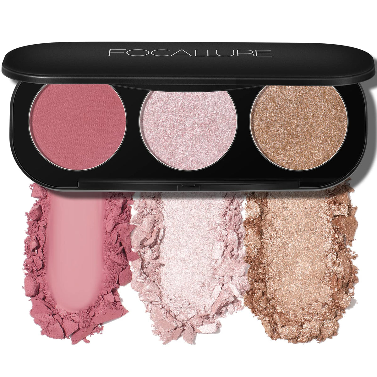 FOCALLURE 3in1 palette outer packaging—compact travel-friendly beauty essential.
